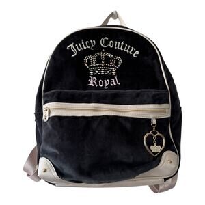Juicy Couture Y2K Royal Kingdom Backpack Full Size Licorice Rhinestone Crown